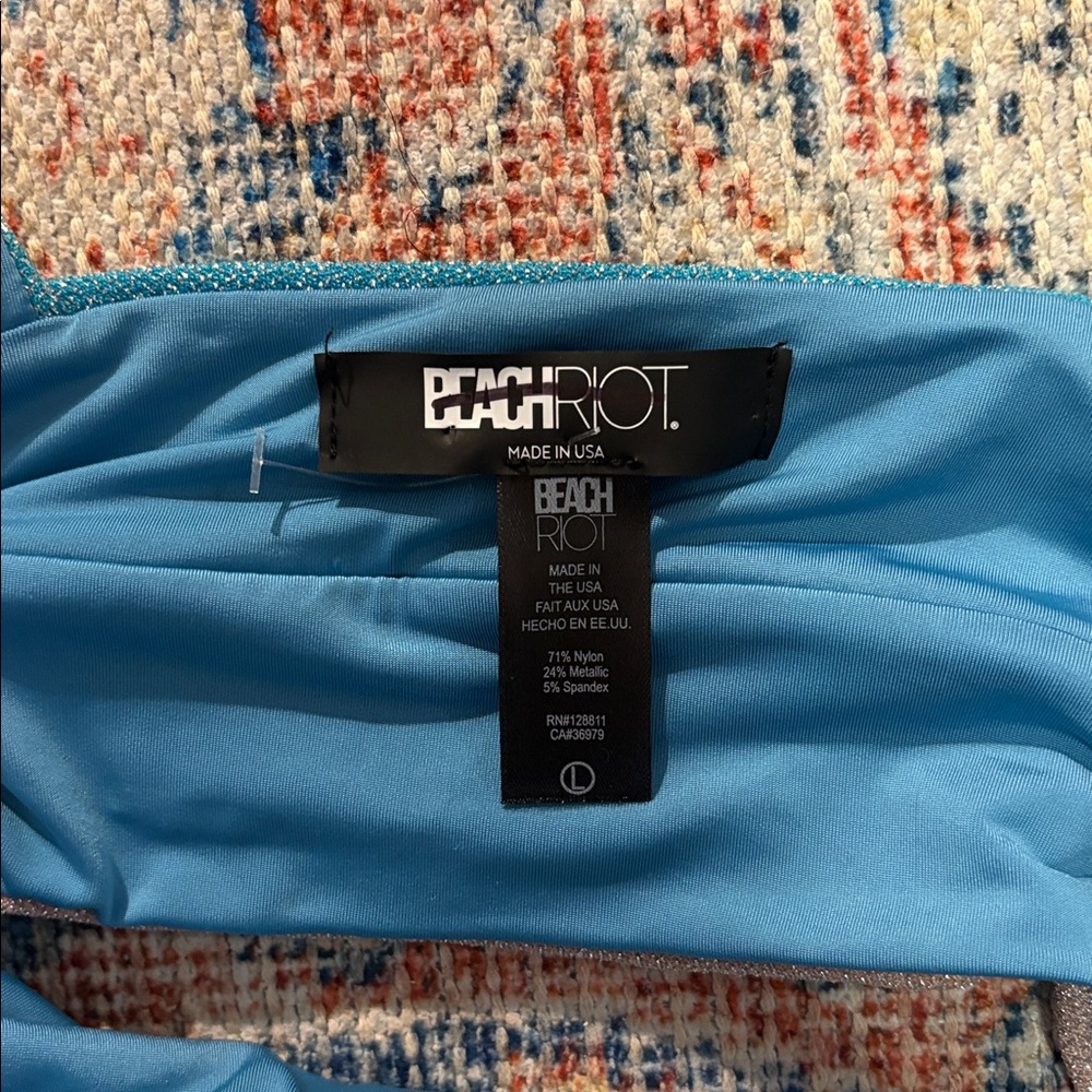 Beach Riot Mackenzie Bikini Top in Aquamarine Colorblock SZ L NWOT - Picture 5 of 5
